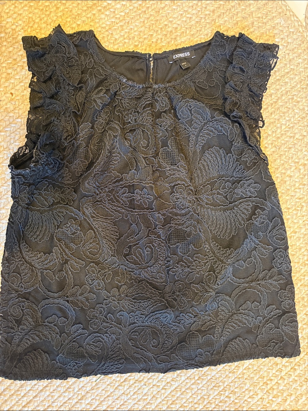 Express Black Lace Flutter Sleeve Camisole